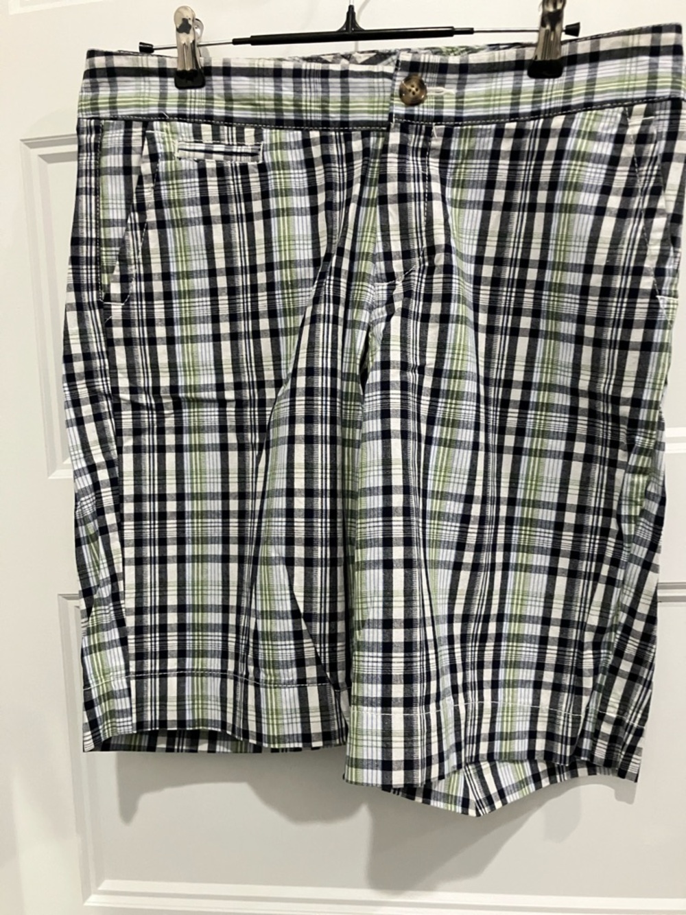 Dockers Navy, White & Green Plaid Bermuda Shorts